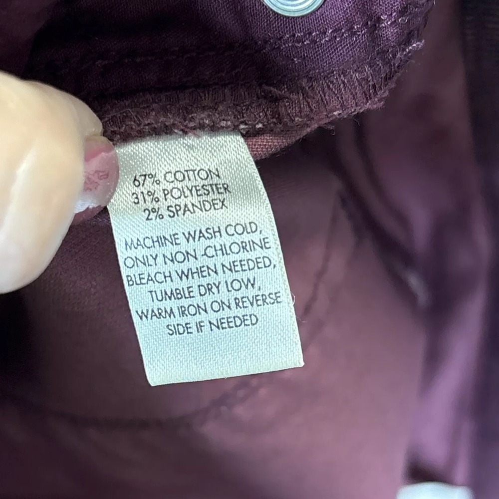 Loft Corduroy Pants Size 29/8P Tapered Leg Modern Skinny Burgundy Damask Print - Picture 11 of 11